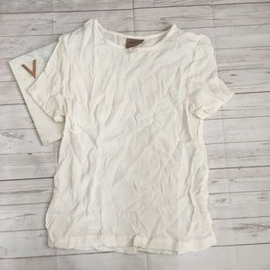 eileen fisher womens s ivory crinkle tee short sle